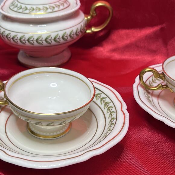 Vintage Castleton Bristol Green Footed Cup & Saucer Set (2) With Sugar Bowl - Picture 8 of 16